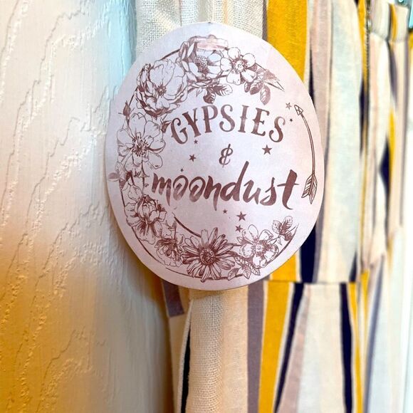 Blue Yellow & Cream Striped Strapless Jumpsuit by Gypsies & Moondust S-9 NWT - Picture 5 of 5